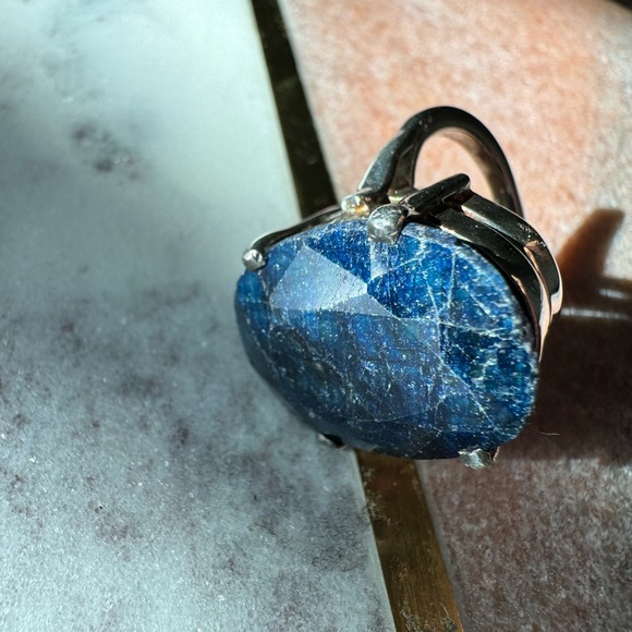 Raw sapphire ring amazing!~ real silver ring heavy excellent quality size 8 - Picture 16 of 16